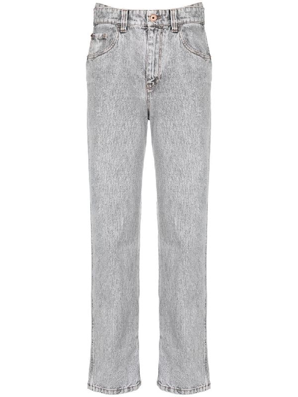 BRUNELLO CUCINELLI WOMEN'S LIGHT GREY STRAIGHT-LEG DENIM TROUSERS