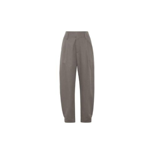 BRUNELLO CUCINELLI WOMEN'S TAUPE WOOL BLEND TAPERED TROUSERS