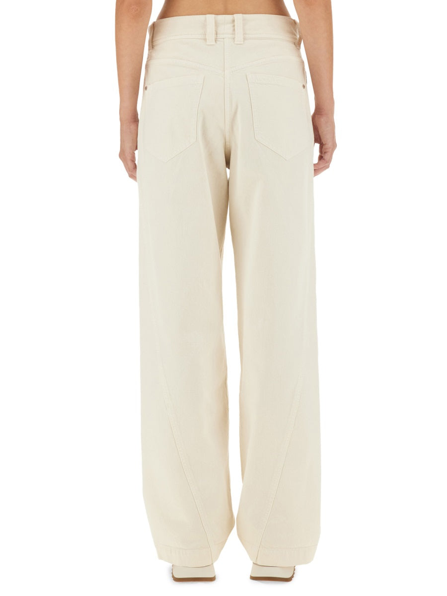 BRUNELLO CUCINELLI WOMEN'S OFF WHITE RELAXED COTTON TROUSERS