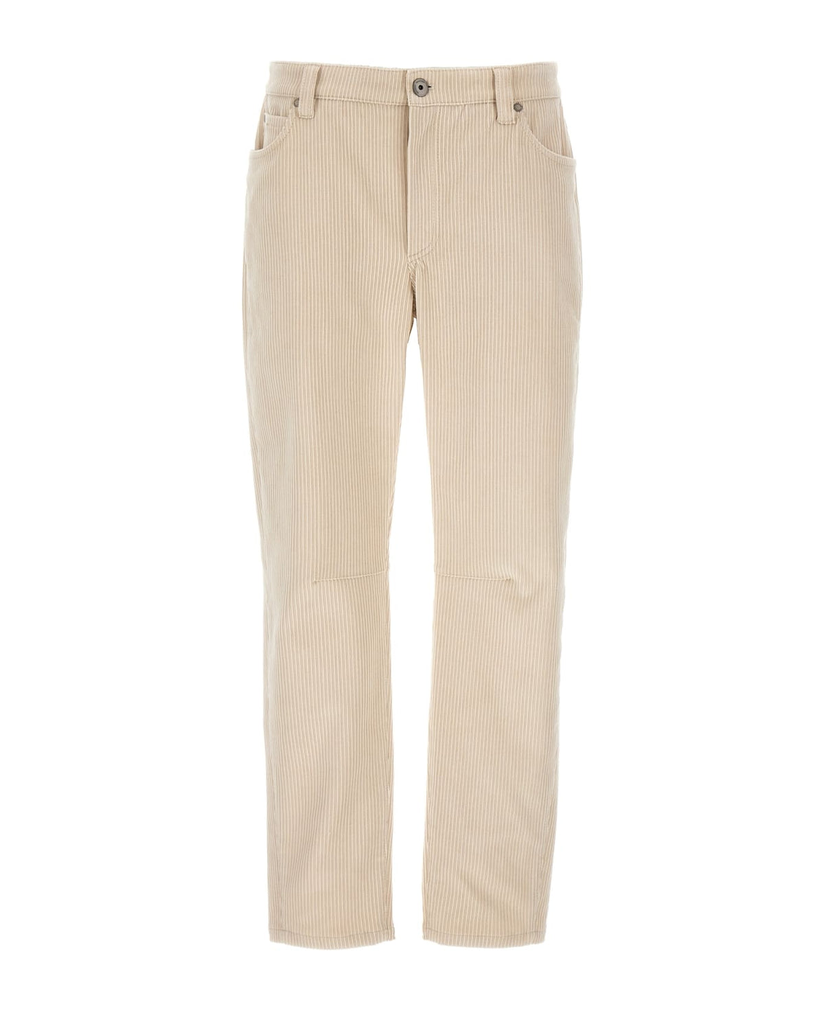 BRUNELLO CUCINELLI WOMEN'S CREAM CORDUROY STRAIGHT TROUSERS