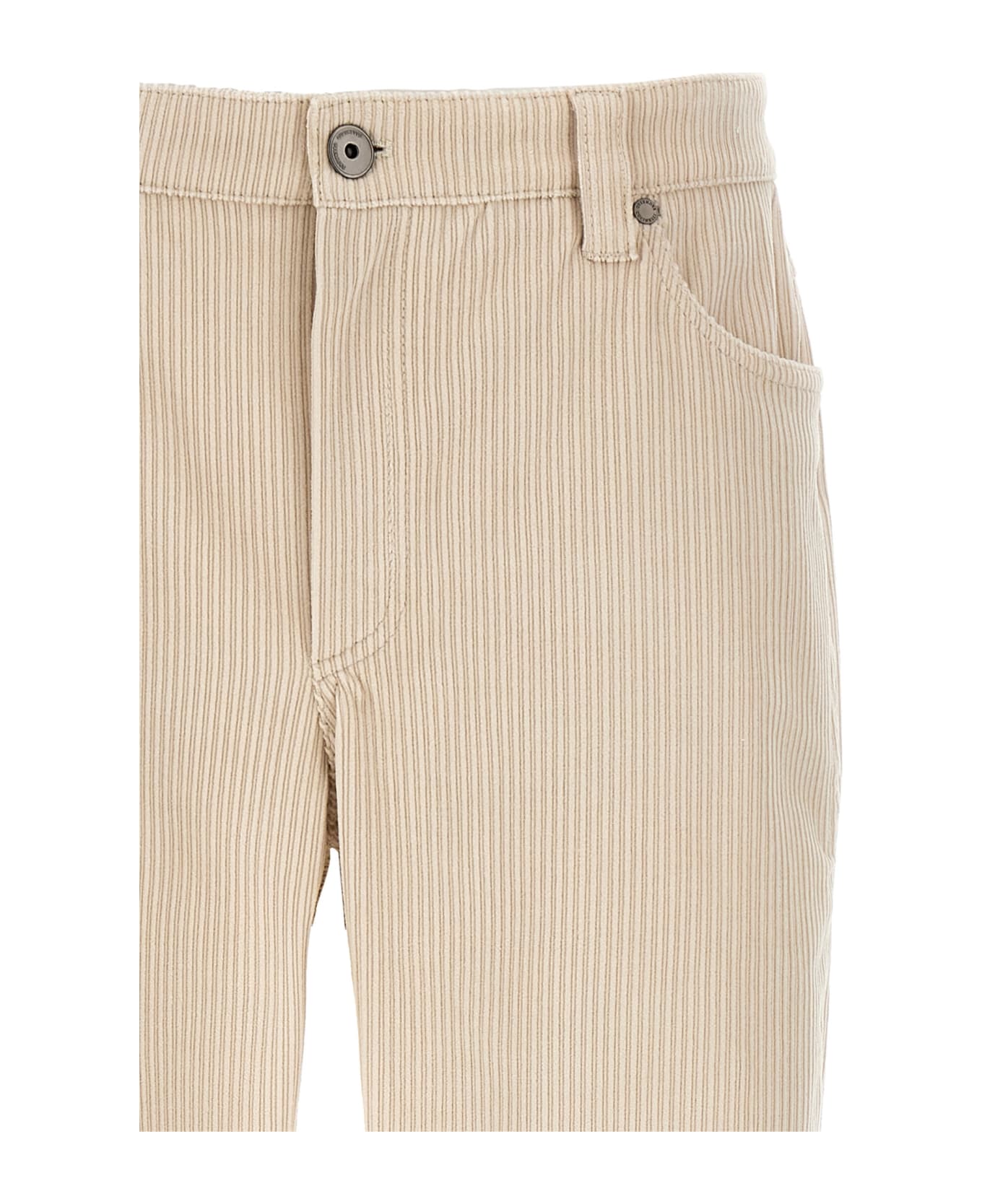 BRUNELLO CUCINELLI WOMEN'S CREAM CORDUROY STRAIGHT TROUSERS