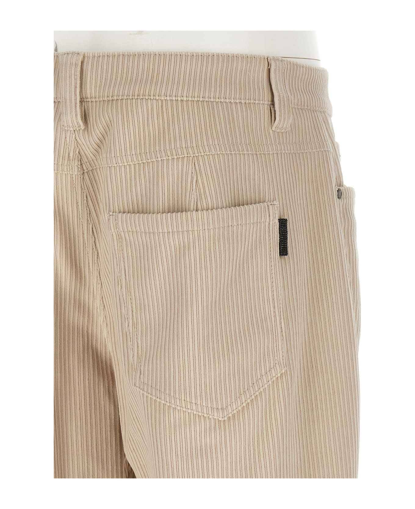 BRUNELLO CUCINELLI WOMEN'S CREAM CORDUROY STRAIGHT TROUSERS