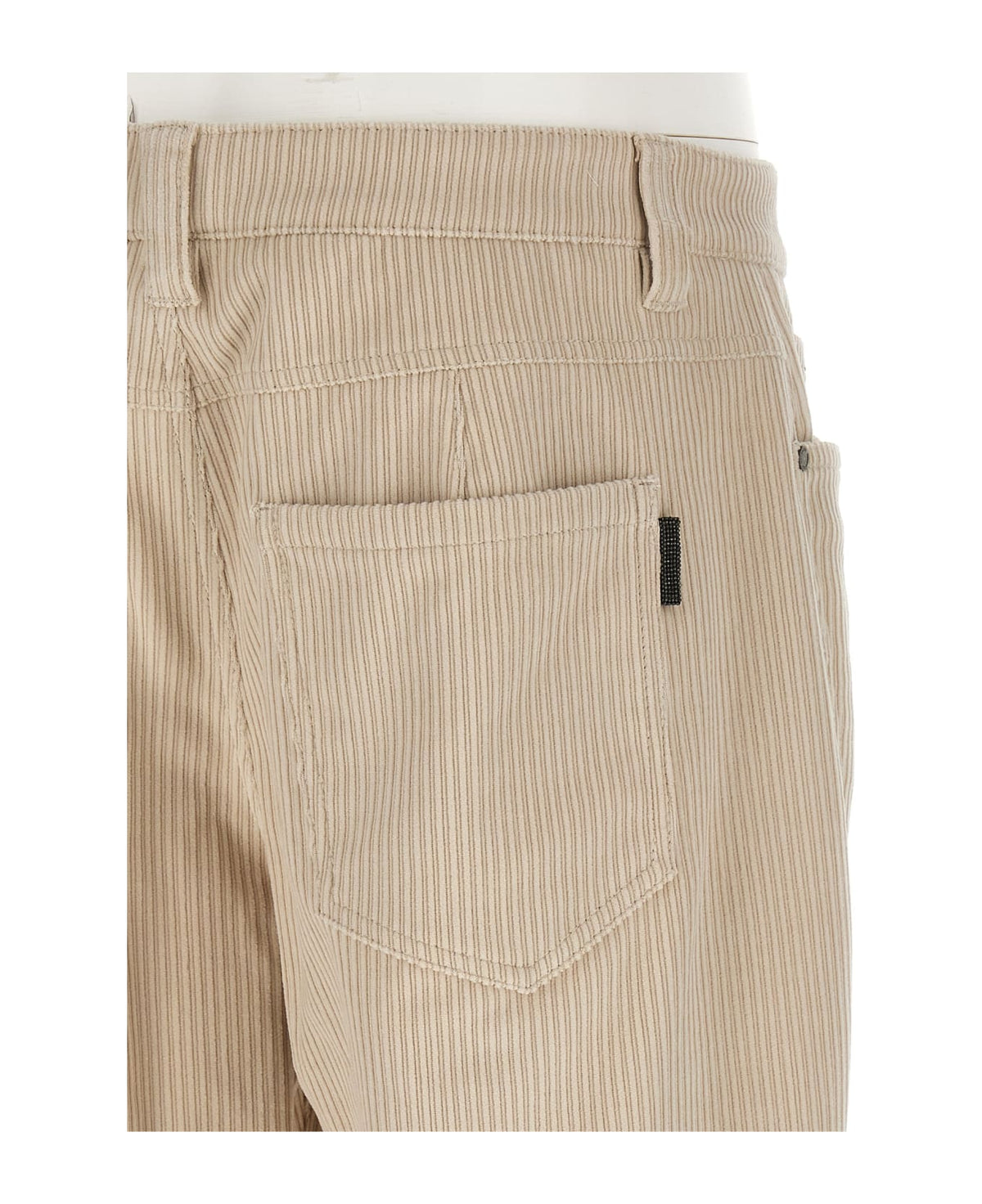 BRUNELLO CUCINELLI WOMEN'S CREAM CORDUROY STRAIGHT TROUSERS