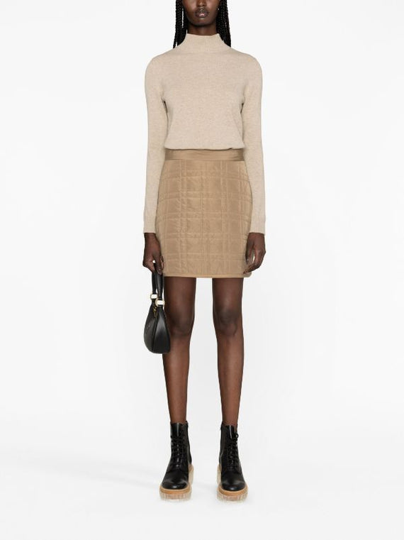 BRUNELLO CUCINELLI WOMEN'S BEIGE QUILTED A-LINE SKIRT