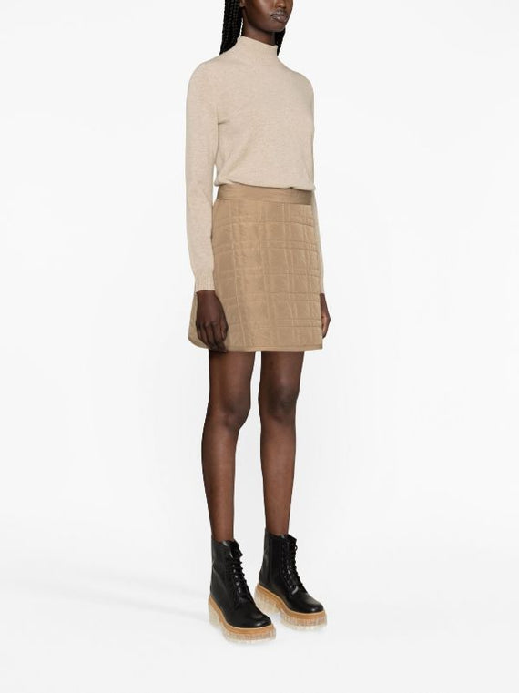 BRUNELLO CUCINELLI WOMEN'S BEIGE QUILTED A-LINE SKIRT
