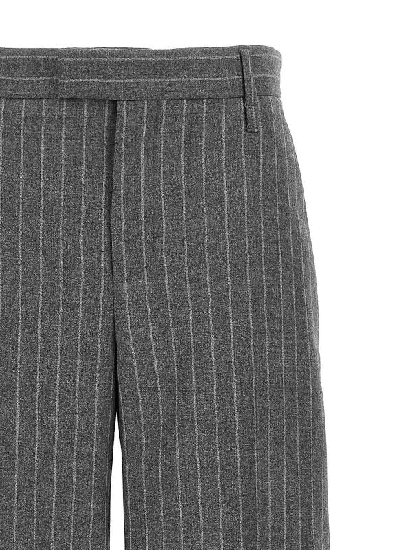 BRUNELLO CUCINELLI WOMEN'S GRAY PINSTRIPE WIDE-LEG TROUSERS
