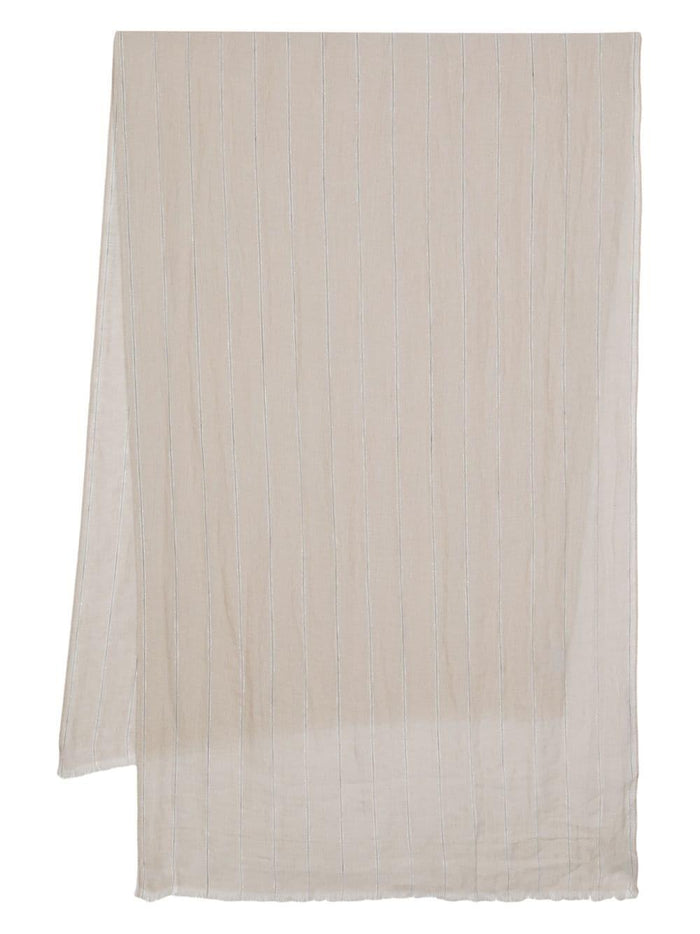 BRUNELLO CUCINELLI WOMEN'S BEIGE STRIPED LIGHTWEIGHT SCARF