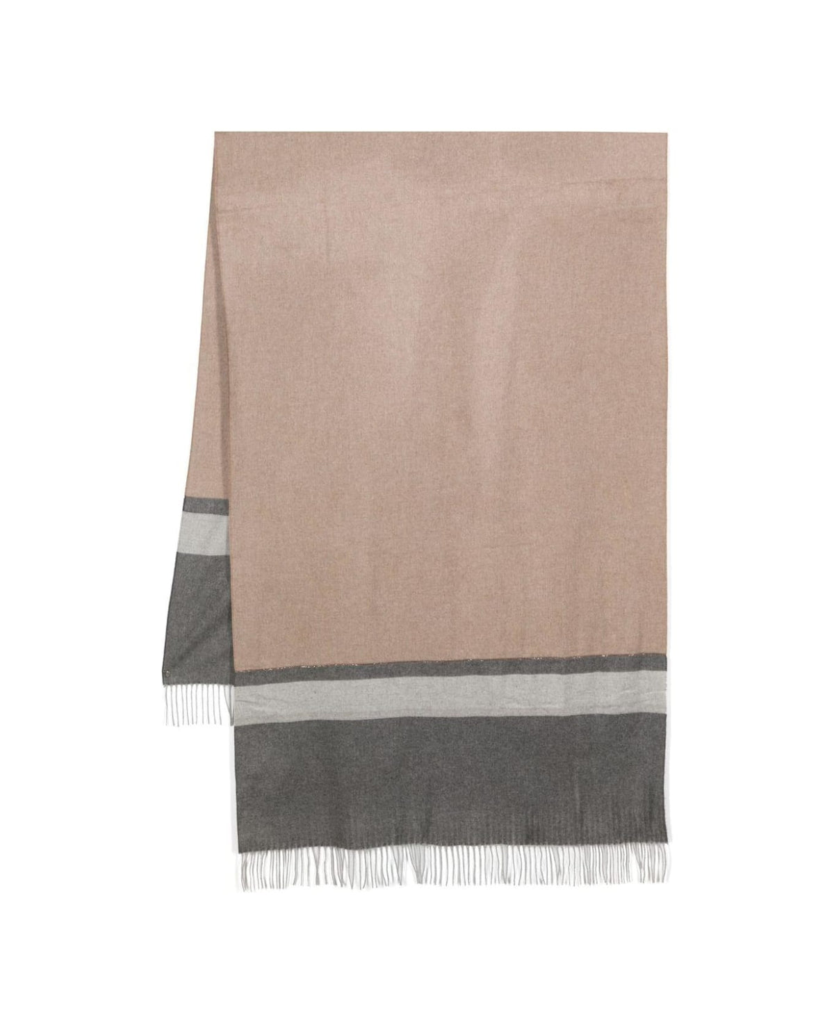 BRUNELLO CUCINELLI WOMEN'S BROWN MEDIUM GREY LIGHT GREY SILK SCARF