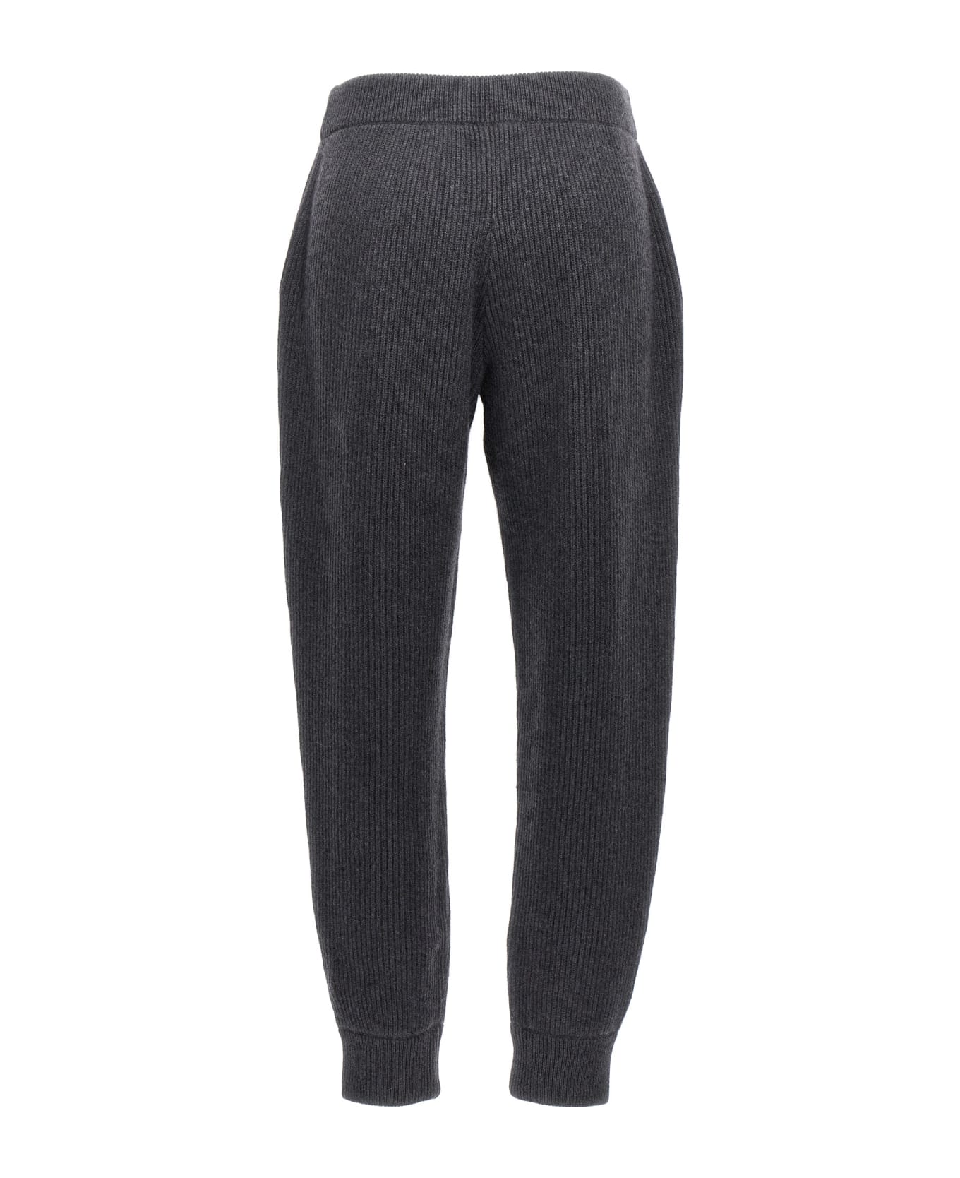 BRUNELLO CUCINELLI WOMEN'S BLACK CASHMERE RIBBED JOGGER PANTS