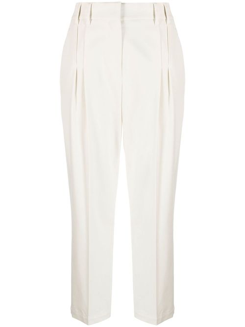 BRUNELLO CUCINELLI WOMEN'S CREAM TAILORED PLEATED TROUSERS