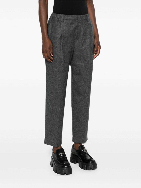 BRUNELLO CUCINELLI WOMEN'S CHARCOAL TAILORED WOOL-BLEND TROUSERS