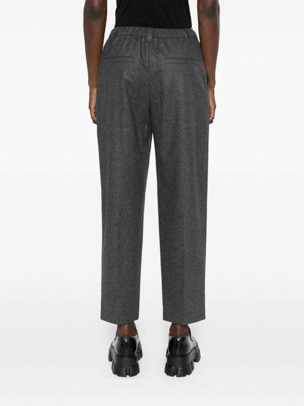 BRUNELLO CUCINELLI WOMEN'S CHARCOAL TAILORED WOOL-BLEND TROUSERS