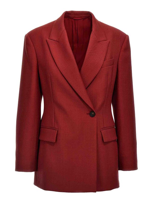 BRUNELLO CUCINELLI WOMEN'S RED WOOL TAILORED BLAZER