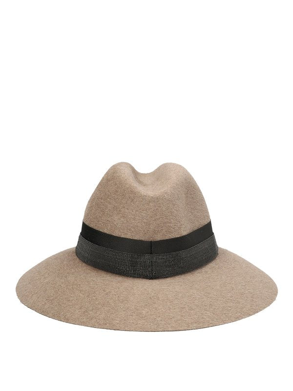 BRUNELLO CUCINELLI WOMEN'S GREIGE ULTRABLACK FELT HAT