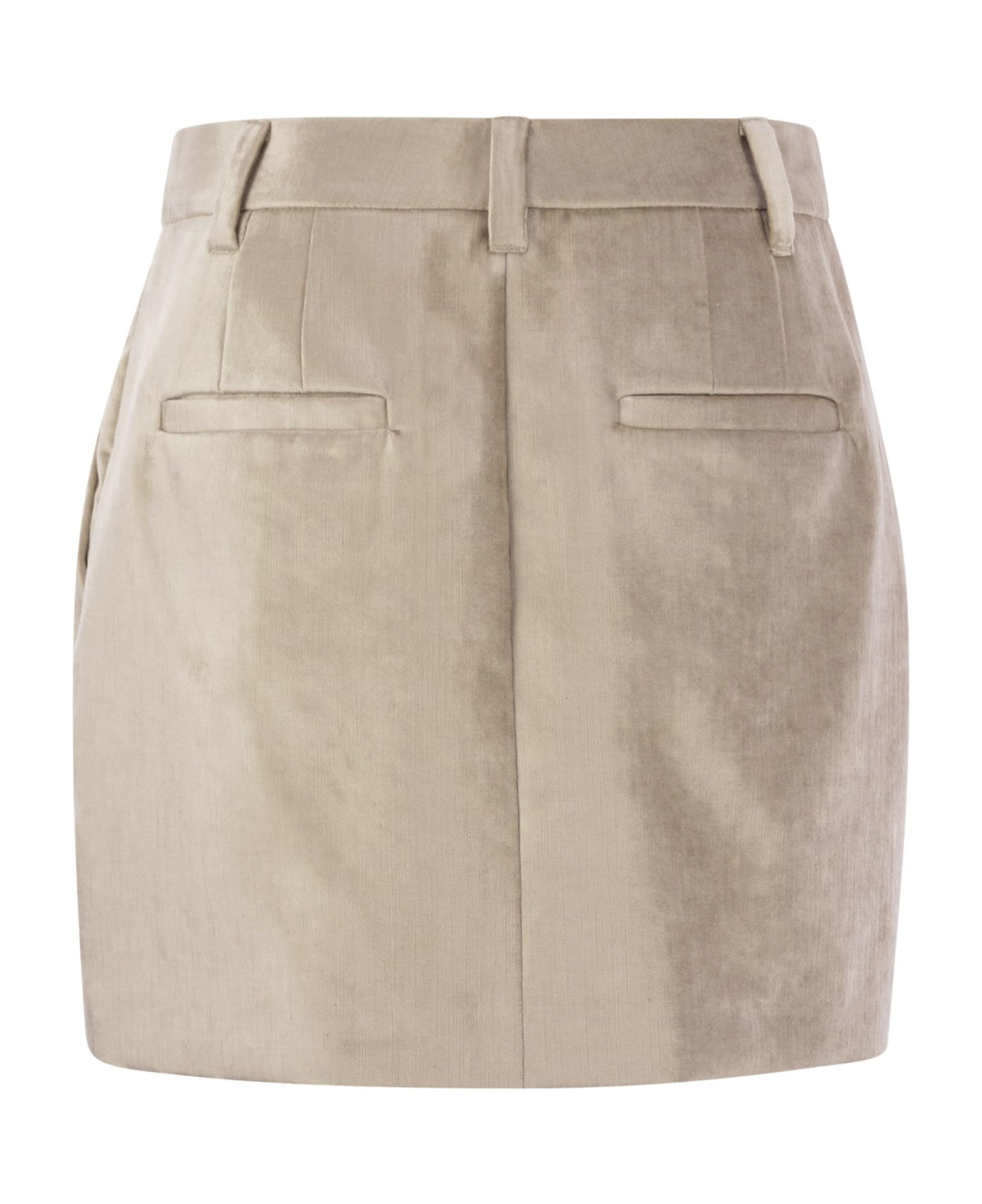 BRUNELLO CUCINELLI WOMEN'S PINK BEIGE COTTON BLEND TAILORED SKIRT