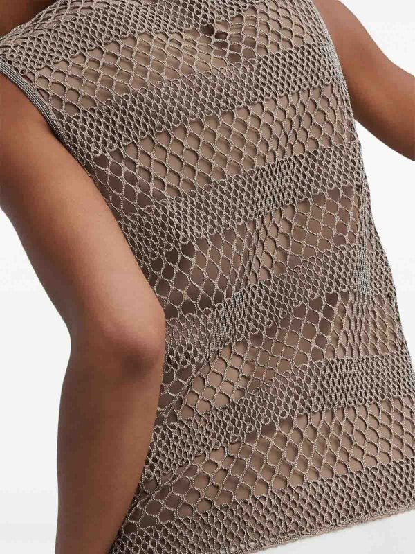 BRUNELLO CUCINELLI WOMEN'S RUTHENIUM SILK MESH SLEEVELESS TOP