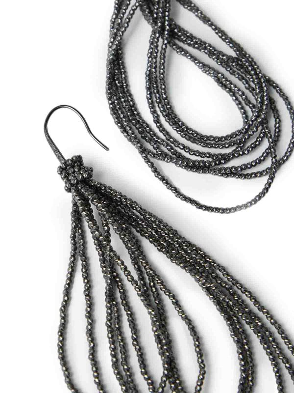 BRUNELLO CUCINELLI WOMEN'S GUNMETAL MULTI-STRAND DROP EARRINGS