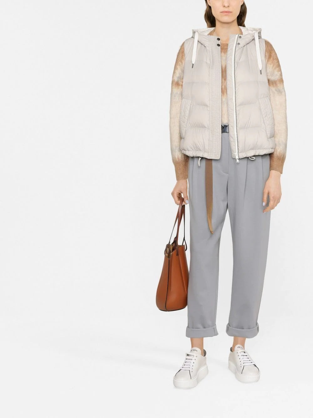 BRUNELLO CUCINELLI WOMEN'S CLOUDY GRAY PLEATED TROUSERS