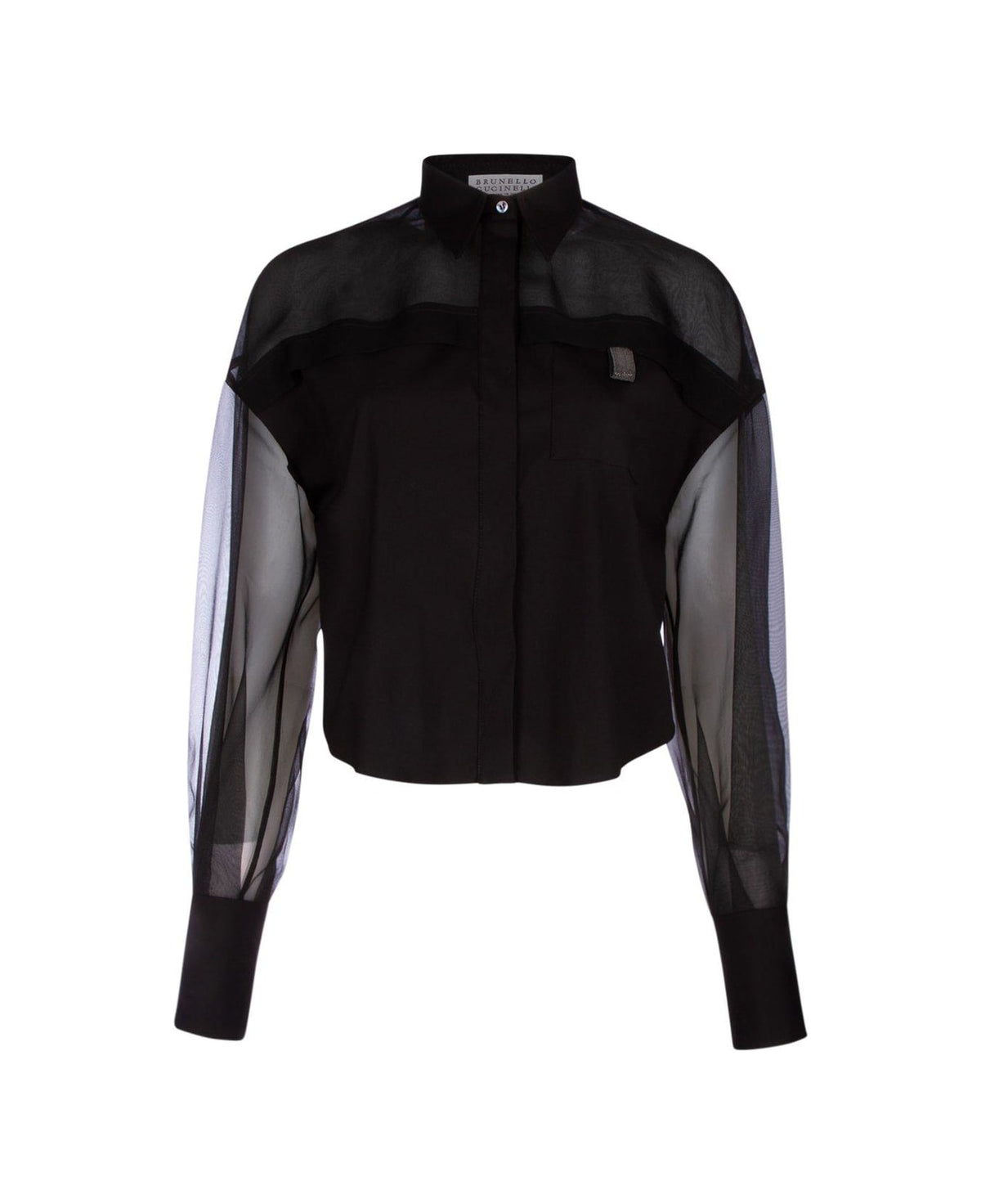 BRUNELLO CUCINELLI WOMEN'S BLACK SHEER PANEL SHIRT