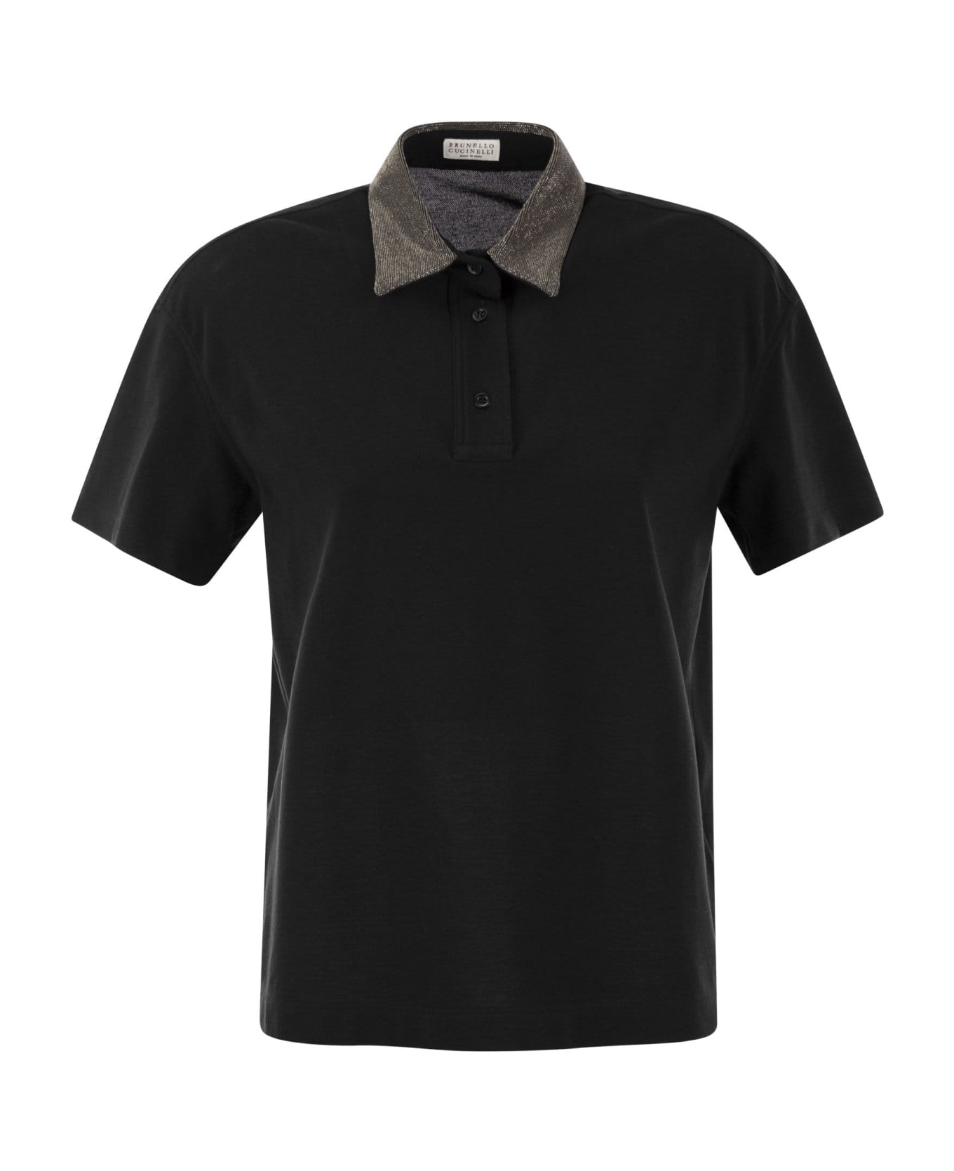 BRUNELLO CUCINELLI WOMEN'S BLACK CONTRAST COLLAR SHIRT