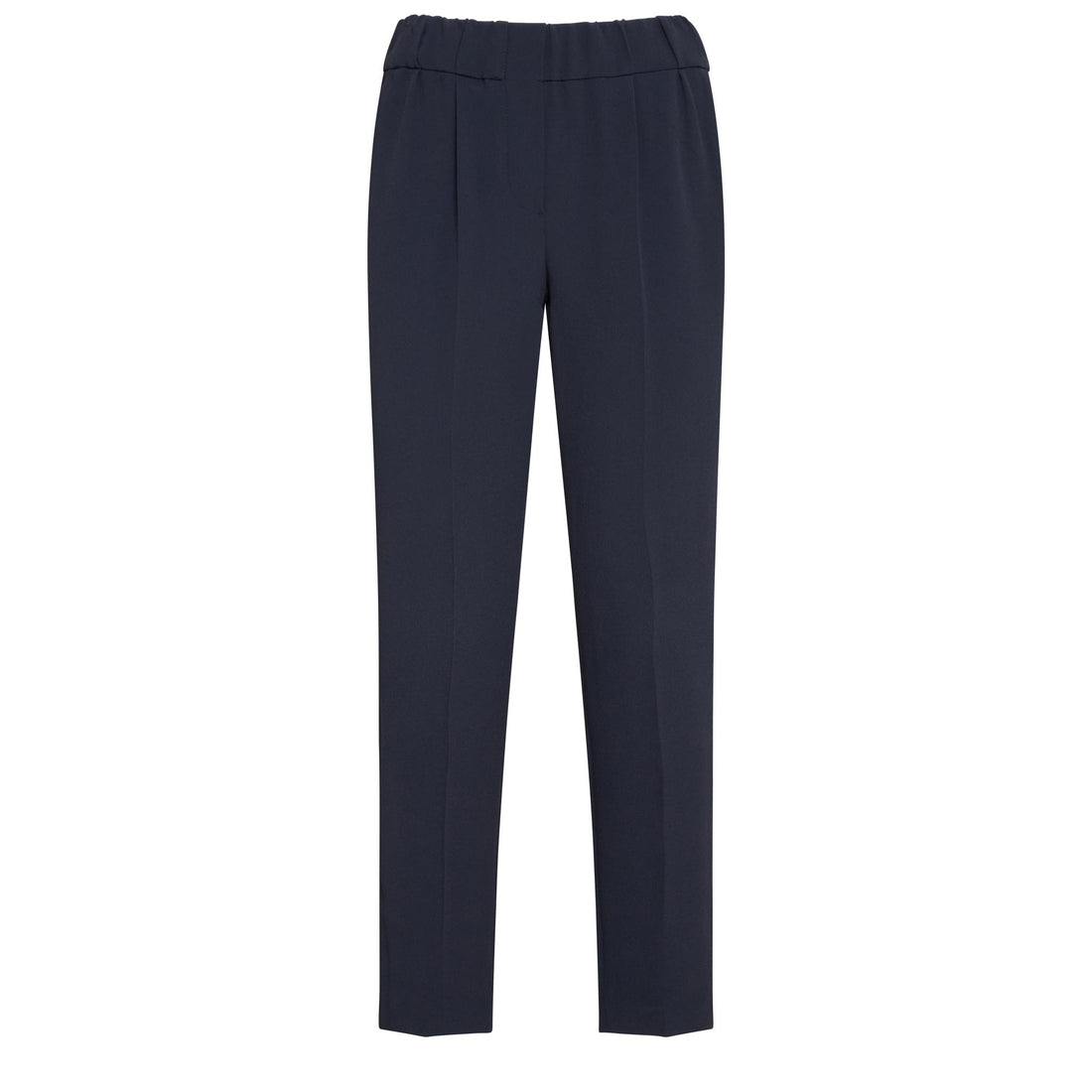 BRUNELLO CUCINELLI WOMEN'S NAVY SILK TAILORED TROUSERS
