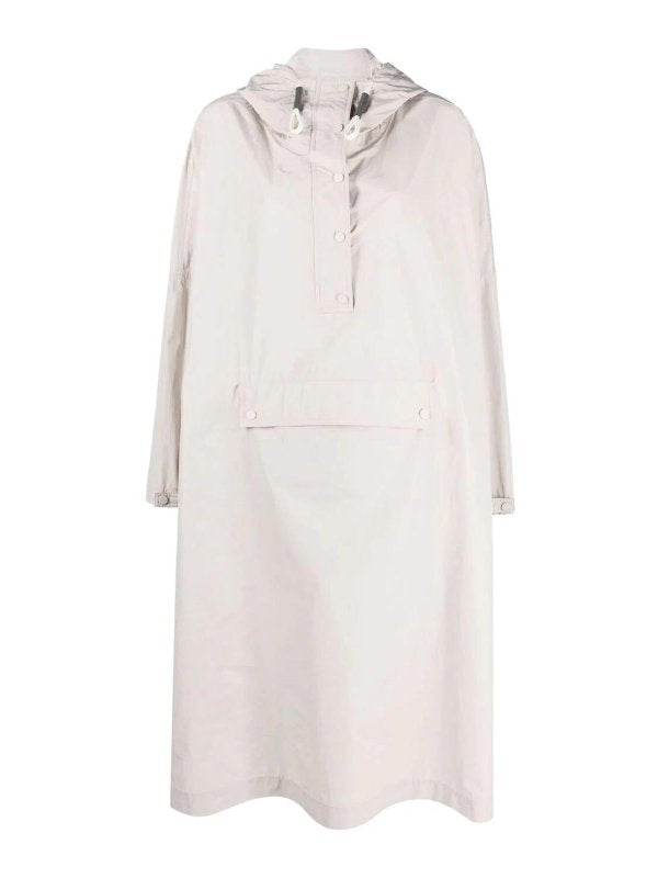 BRUNELLO CUCINELLI WOMEN'S DOVE GREY HOODED LONG COAT