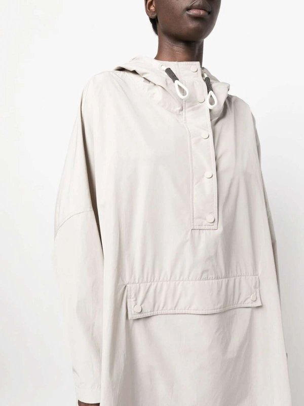 BRUNELLO CUCINELLI WOMEN'S DOVE GREY HOODED LONG COAT