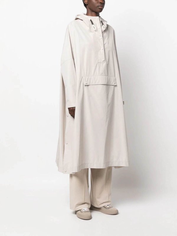 BRUNELLO CUCINELLI WOMEN'S DOVE GREY HOODED LONG COAT