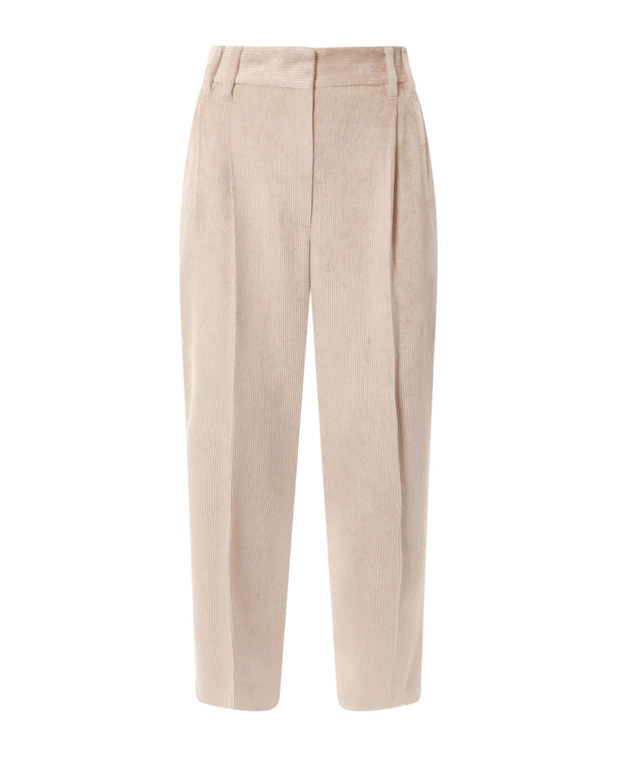 BRUNELLO CUCINELLI WOMEN'S LIGHT BEIGE PLEATED TROUSERS