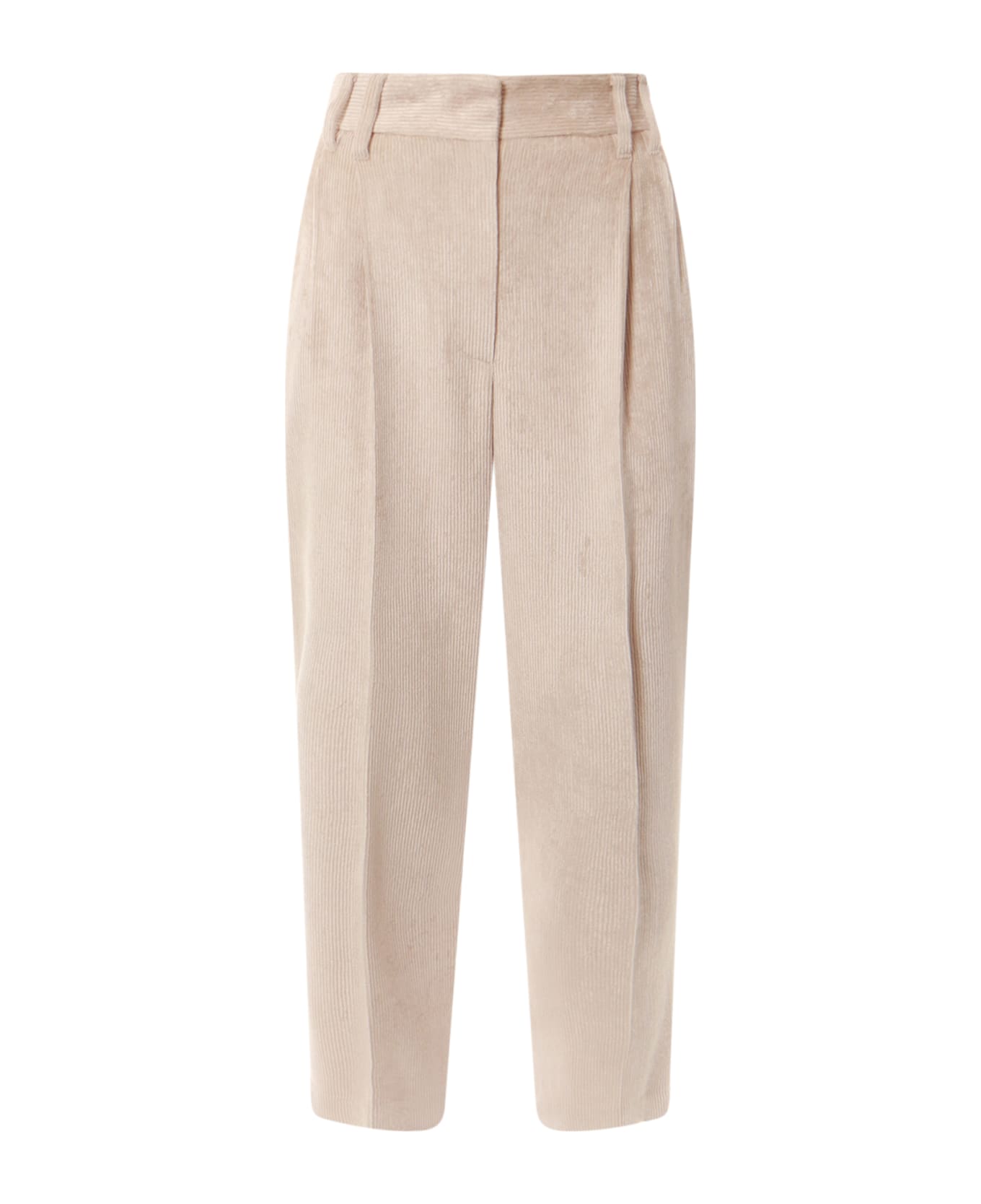 BRUNELLO CUCINELLI WOMEN'S LIGHT BEIGE PLEATED TROUSERS