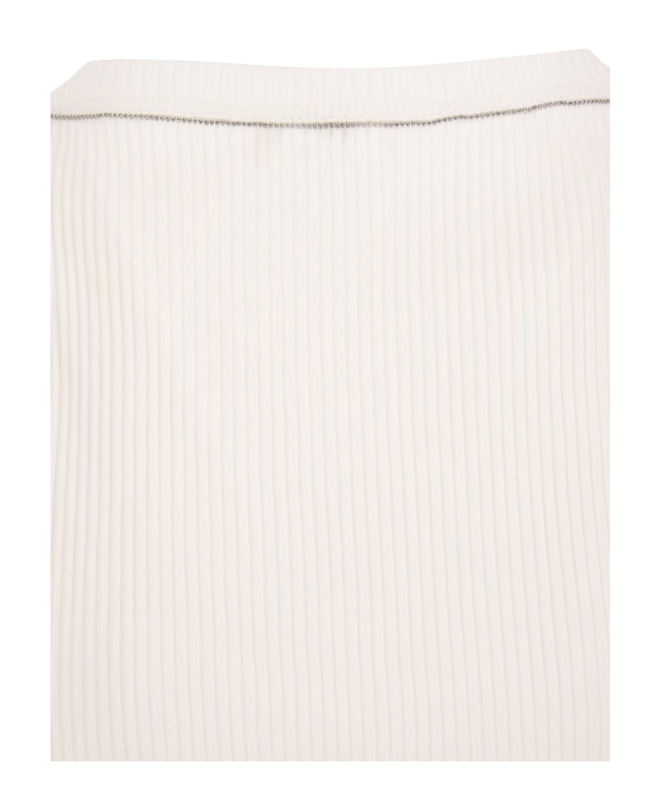 BRUNELLO CUCINELLI WOMEN'S WHITE RIBBED TANK TOP