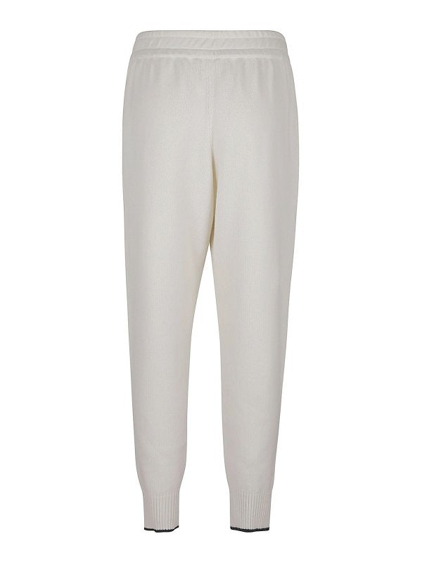 BRUNELLO CUCINELLI WOMEN'S WHITE WOOL KNIT TROUSERS