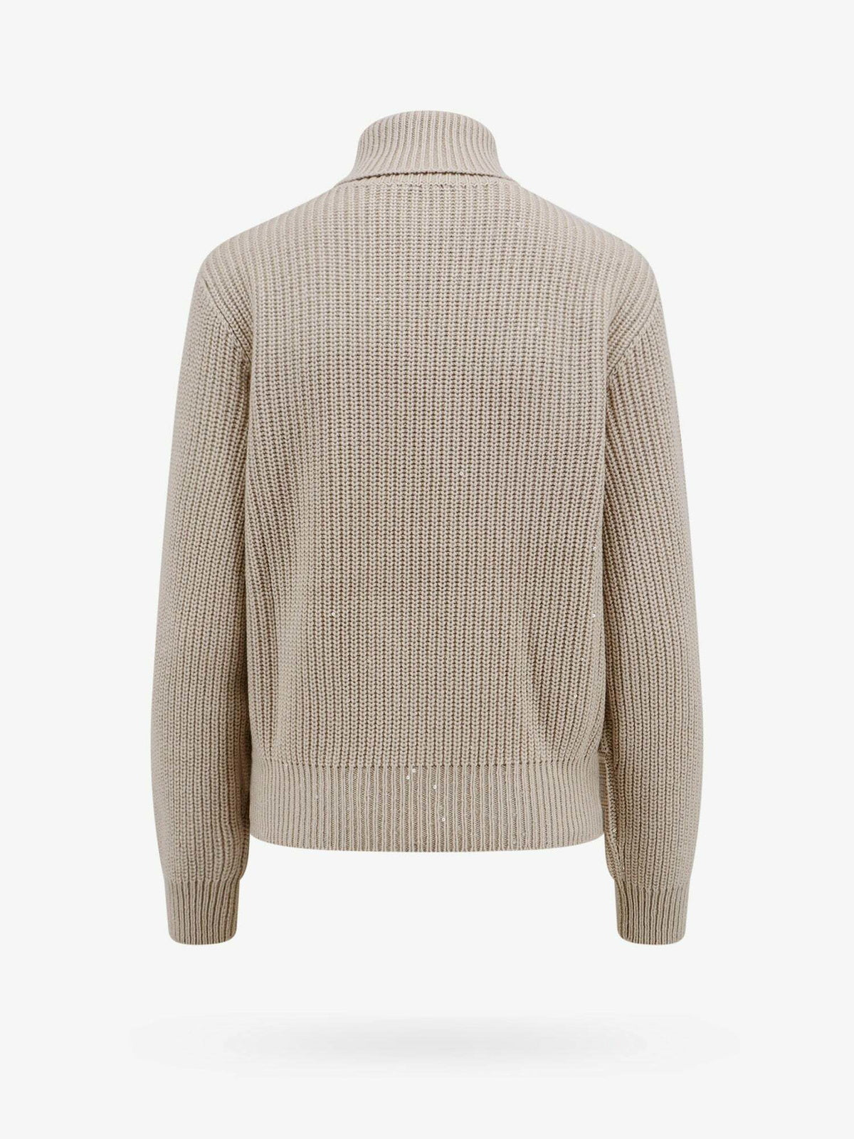 BRUNELLO CUCINELLI WOMEN'S BEIGE WOOL SILK TURTLENECK SWEATER