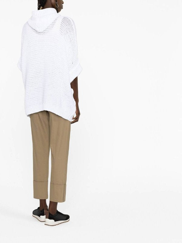 BRUNELLO CUCINELLI WOMEN'S WHITE OPEN KNIT SWEATER