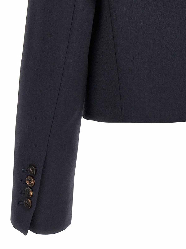 BRUNELLO CUCINELLI WOMEN'S NAVY TAILORED CROPPED BLAZER