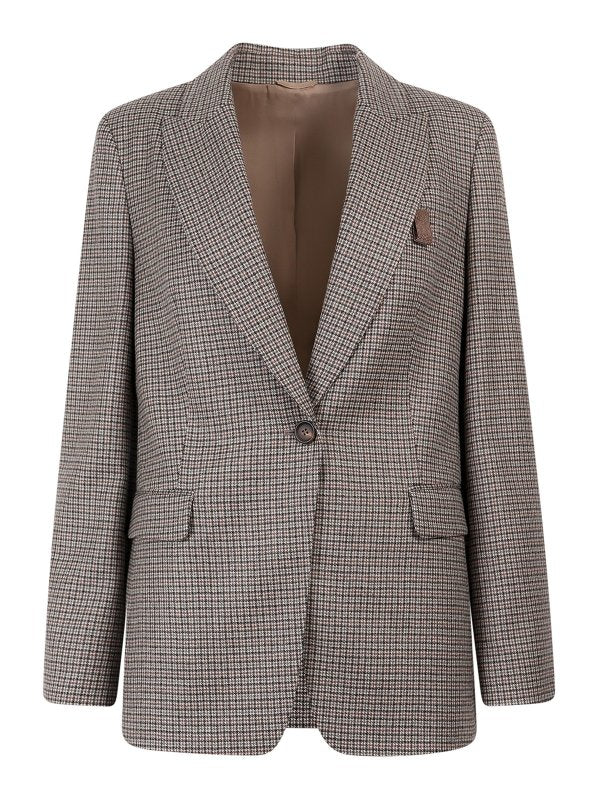 BRUNELLO CUCINELLI WOMEN'S BROWN WOOL TAILORED BLAZER