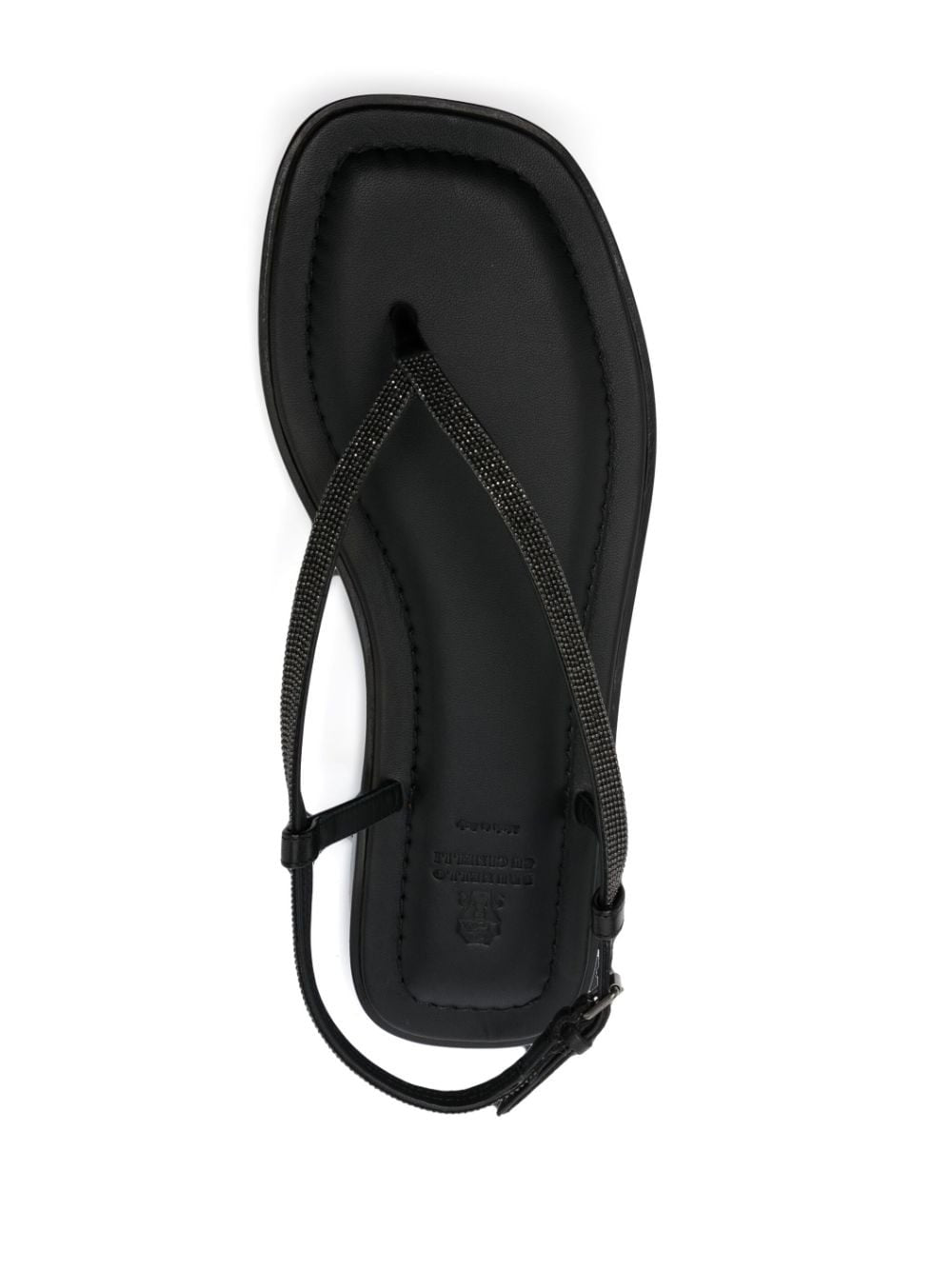 BRUNELLO CUCINELLI WOMEN'S BLACK LEATHER FLAT SANDALS