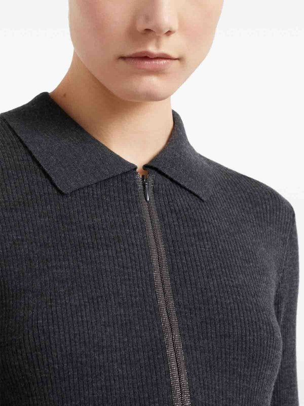 BRUNELLO CUCINELLI WOMEN'S ANTHRACITE WOOL BLEND KNIT DRESS