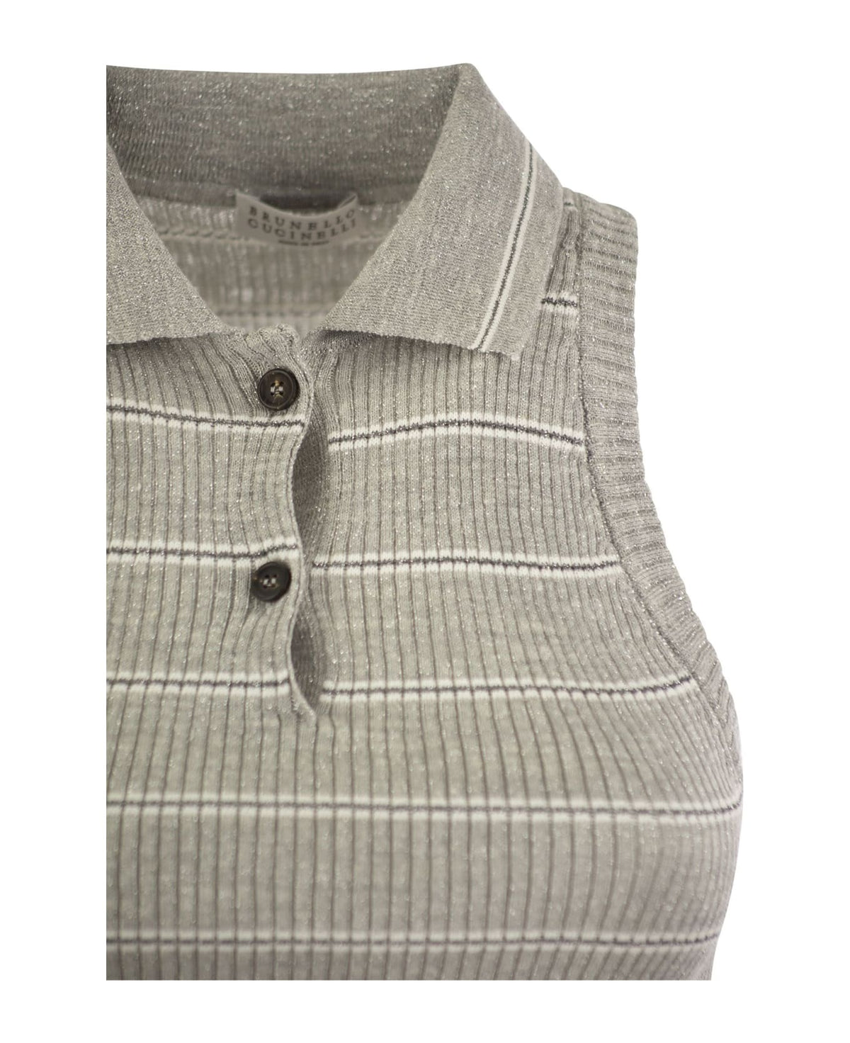 BRUNELLO CUCINELLI WOMEN'S LIGHT GREY RIBBED SLEEVELESS SWEATER
