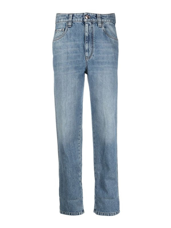 BRUNELLO CUCINELLI WOMEN'S VINTAGE DENIM STRAIGHT LEG PANTS