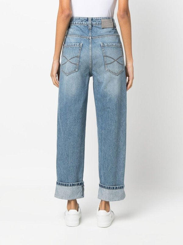 BRUNELLO CUCINELLI WOMEN'S VINTAGE DENIM STRAIGHT LEG PANTS