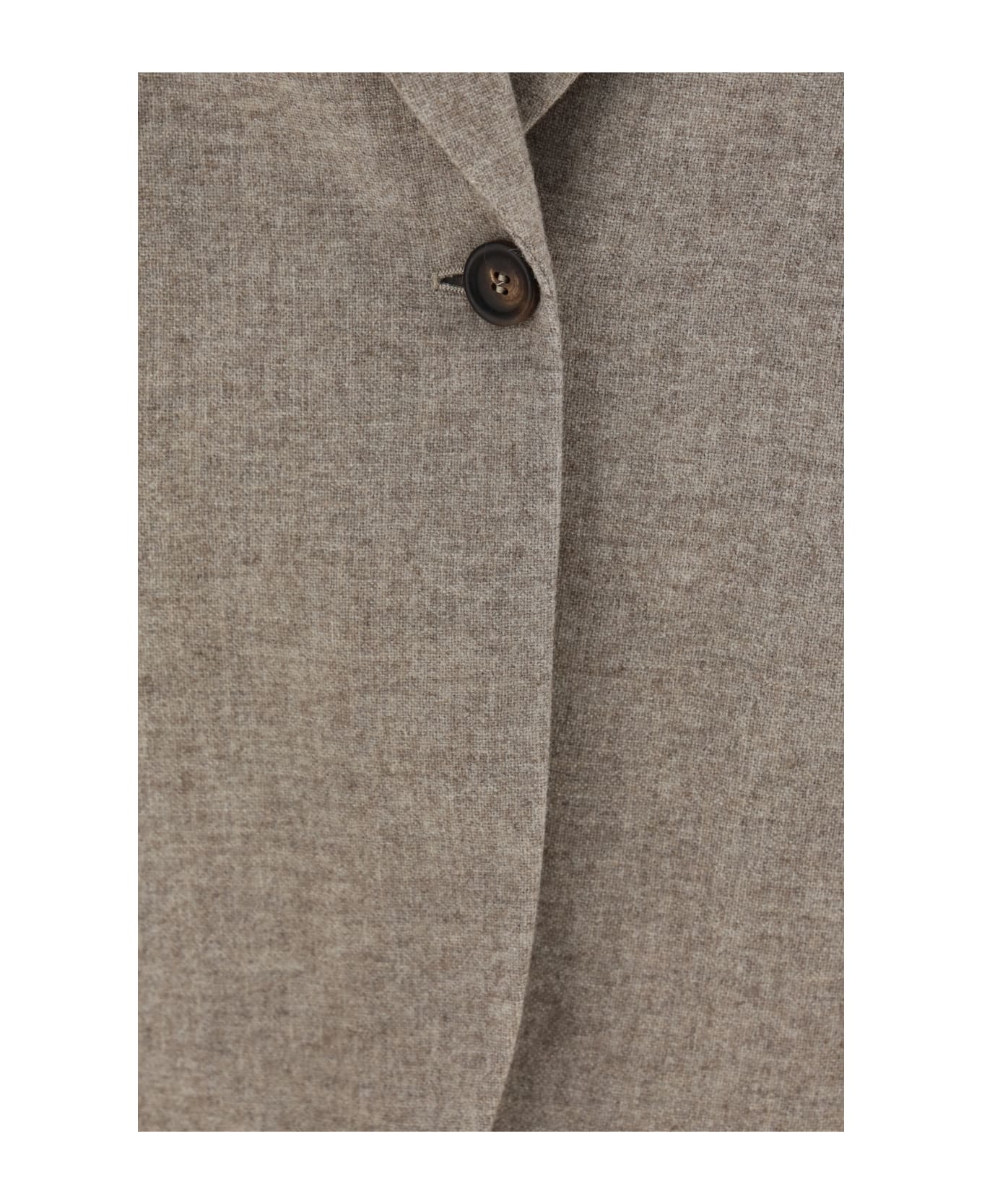 BRUNELLO CUCINELLI WOMEN'S SAND WOOL RELAXED JACKET