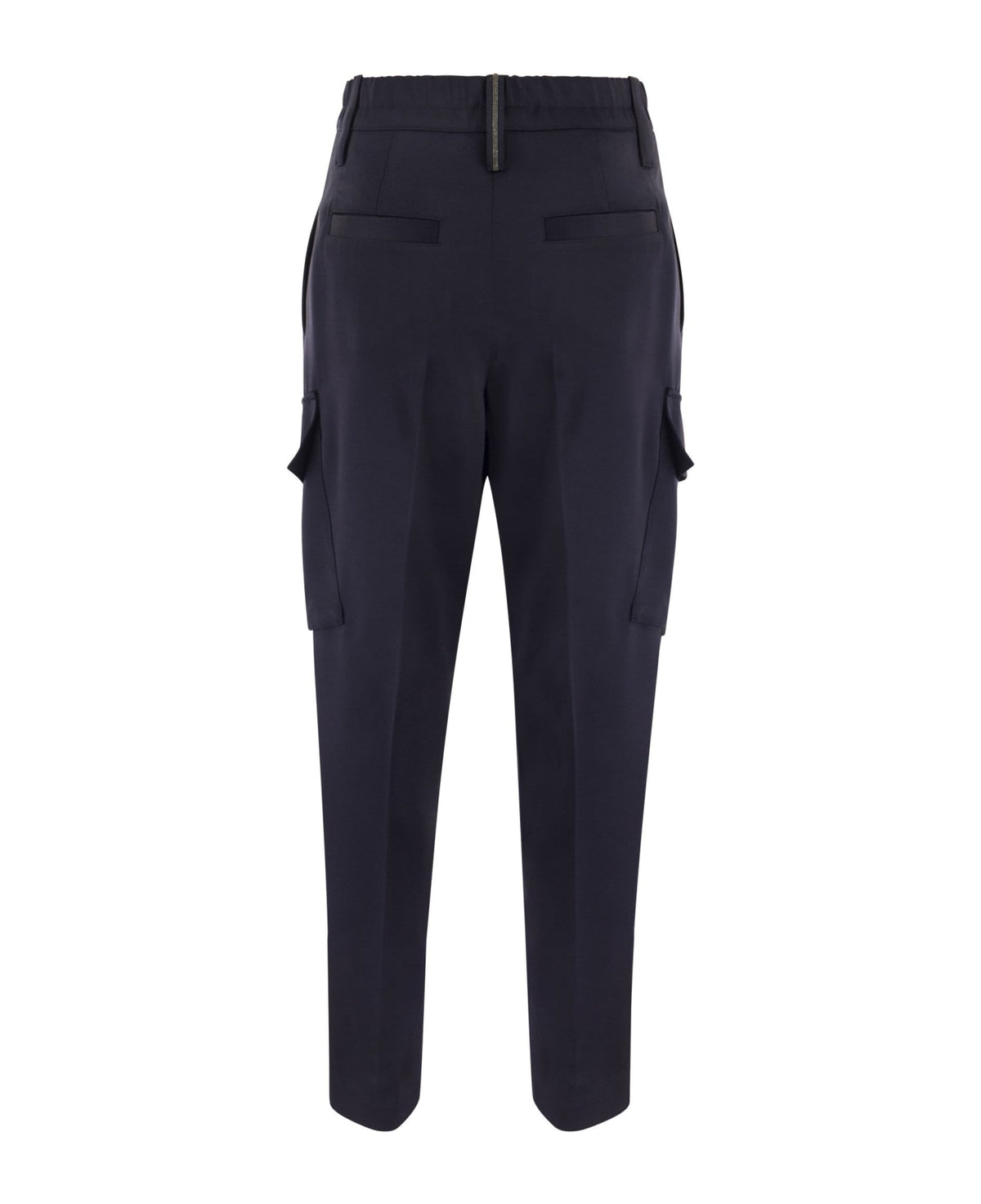 BRUNELLO CUCINELLI WOMEN'S DEEP OCEAN ACETATE BLEND CARGO TROUSERS