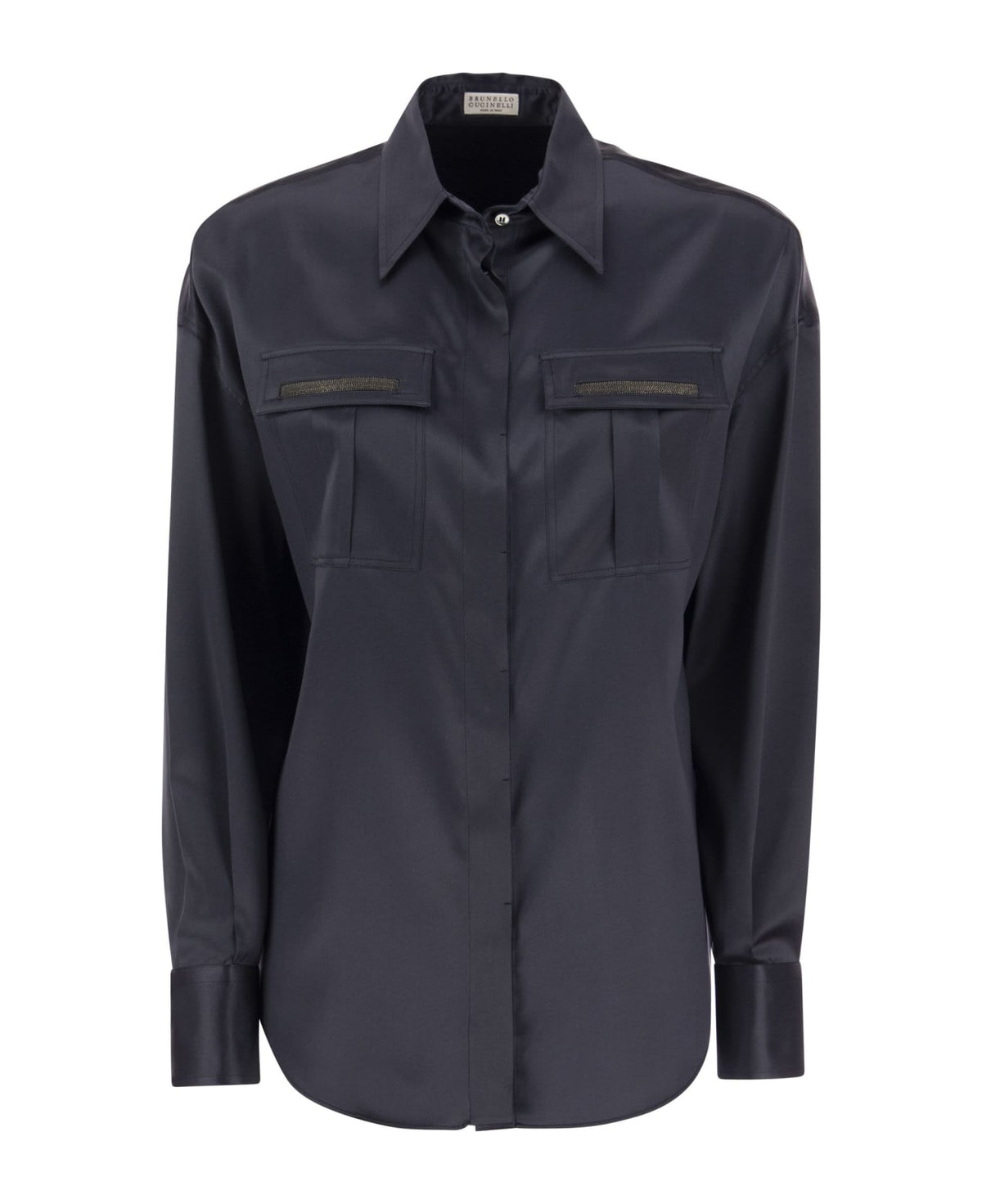 BRUNELLO CUCINELLI WOMEN'S NIGHT SKY SILK SHIRT