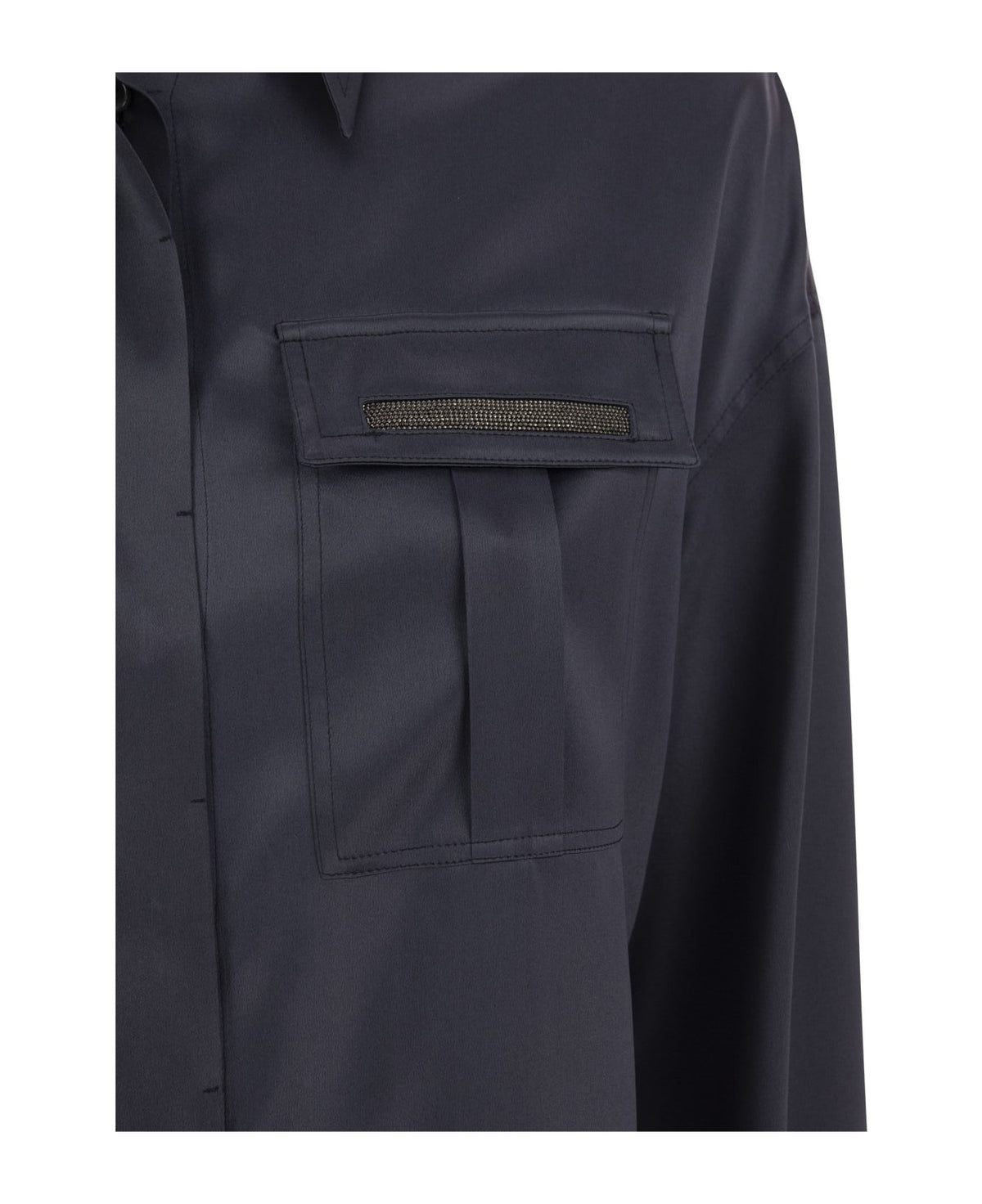 BRUNELLO CUCINELLI WOMEN'S NIGHT SKY SILK SHIRT