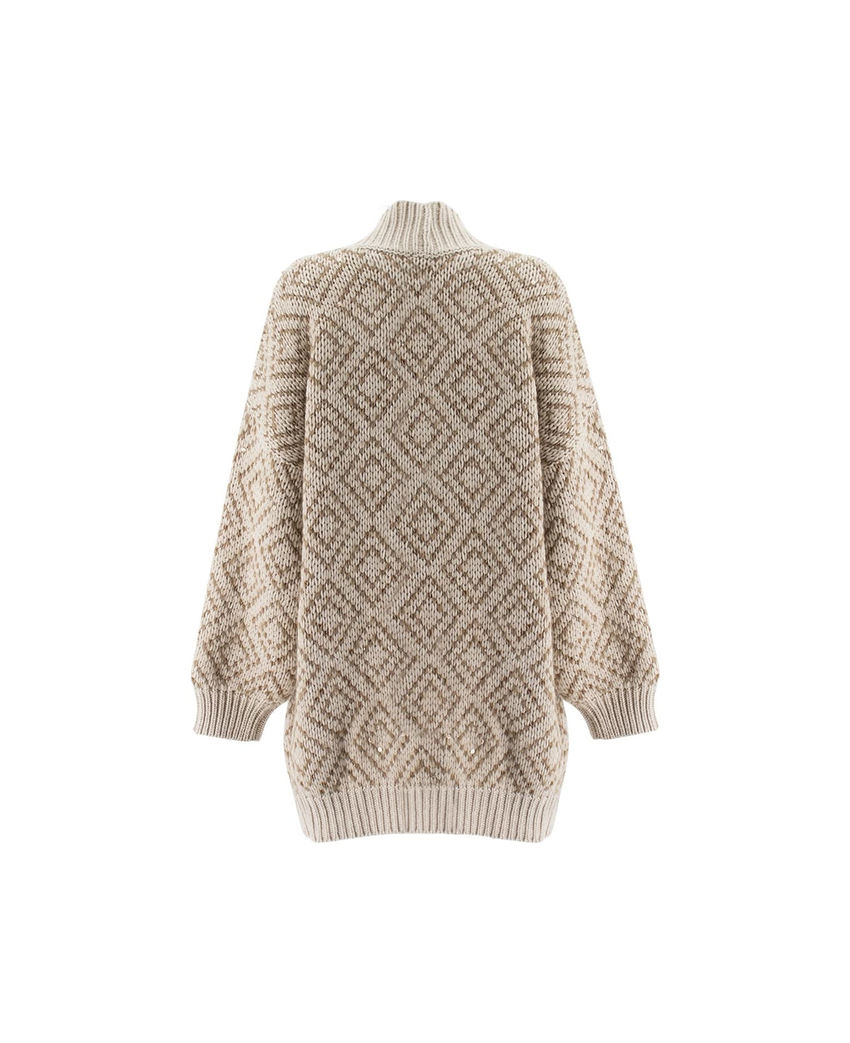 BRUNELLO CUCINELLI WOMEN'S BEIGE WOOL SILK KNIT SWEATER