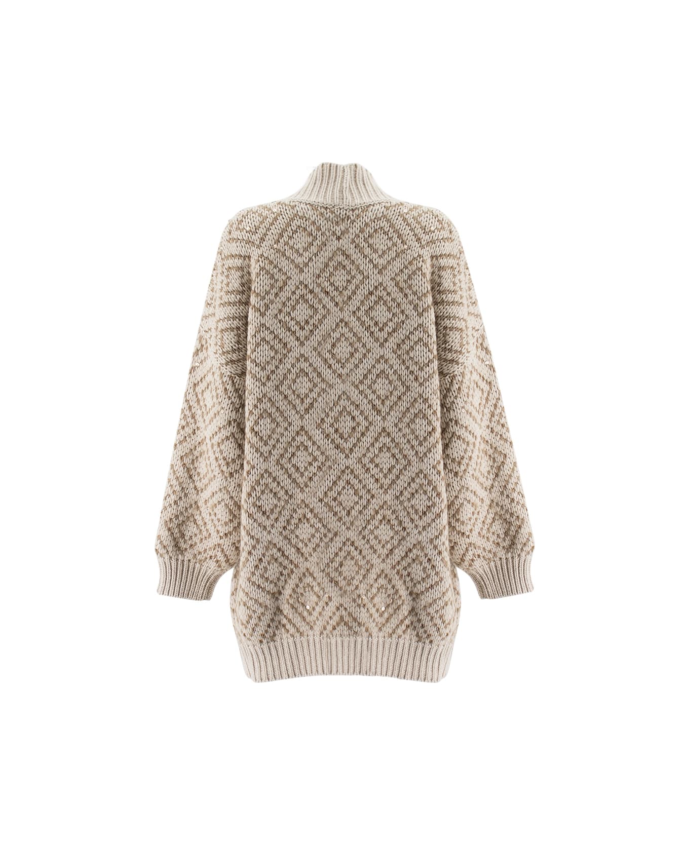 BRUNELLO CUCINELLI WOMEN'S BEIGE WOOL SILK KNIT SWEATER