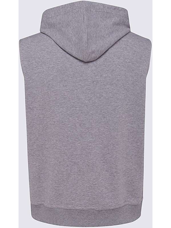 BRUNELLO CUCINELLI MEN'S MEDIUM GREY SLEEVELESS ZIP HOODIE