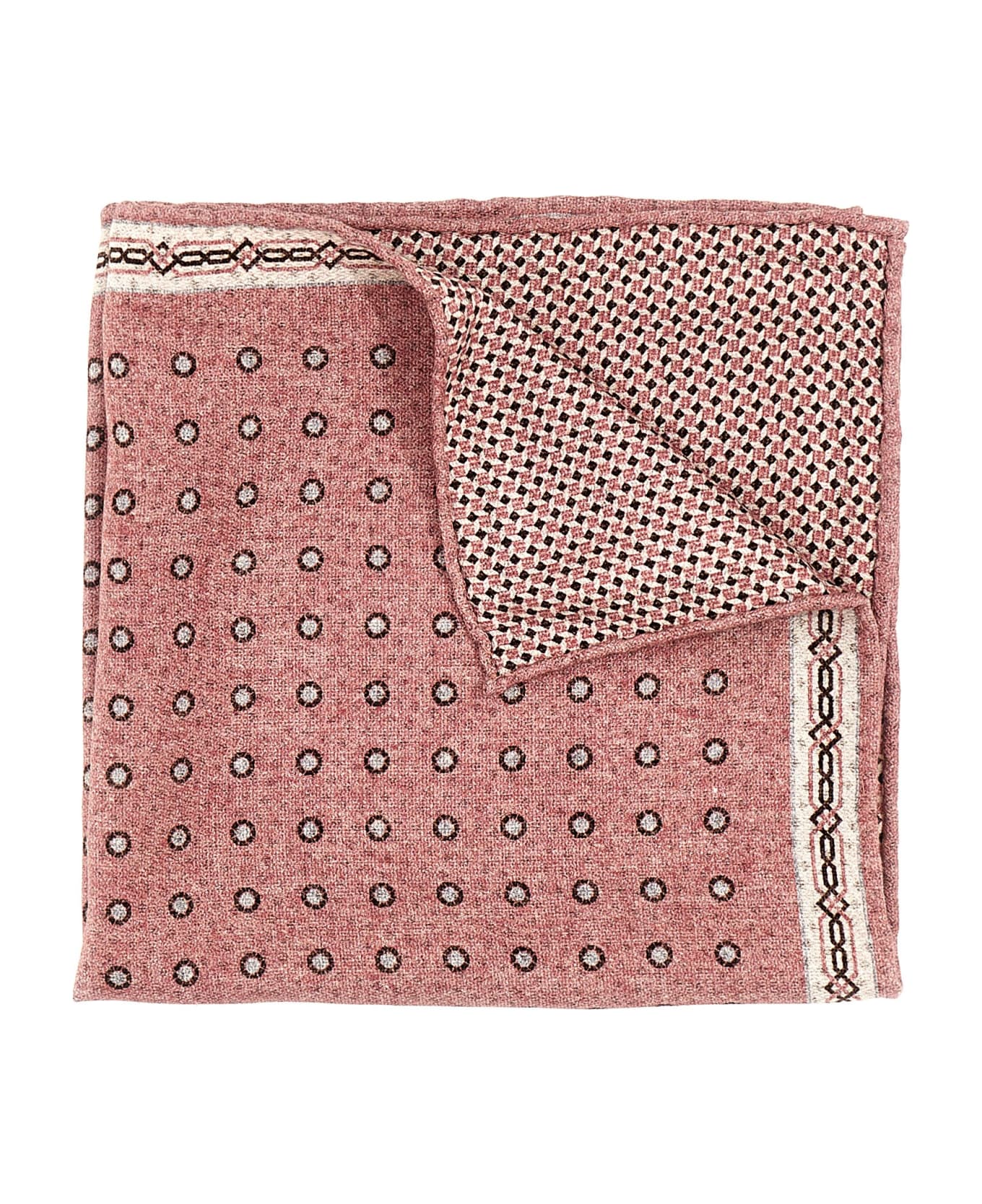 BRUNELLO CUCINELLI MEN'S DUSTY ROSE PATTERNED POCKET SQUARE