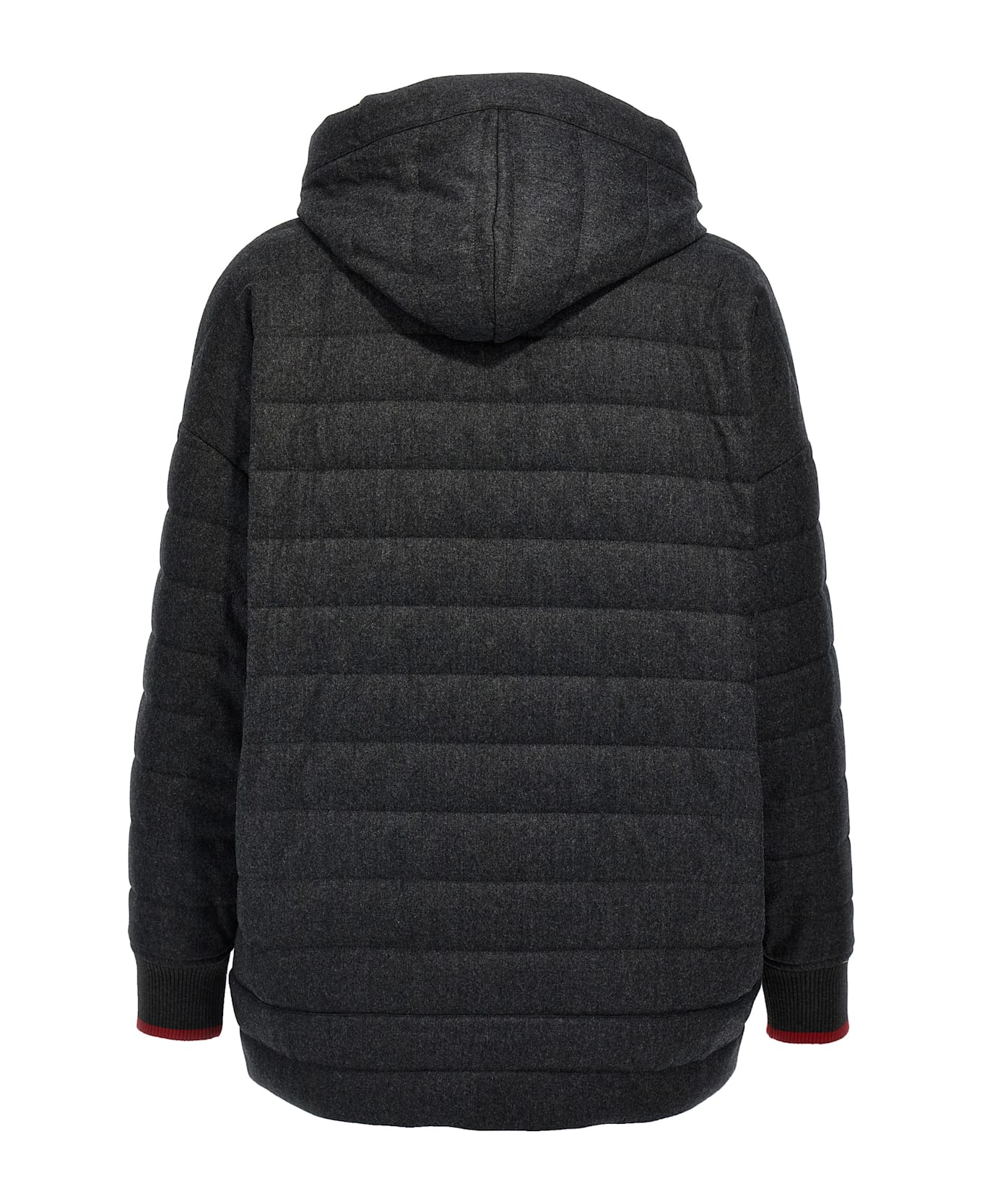 BRUNELLO CUCINELLI WOMEN'S DARK GREY WOOL HOODED JACKET